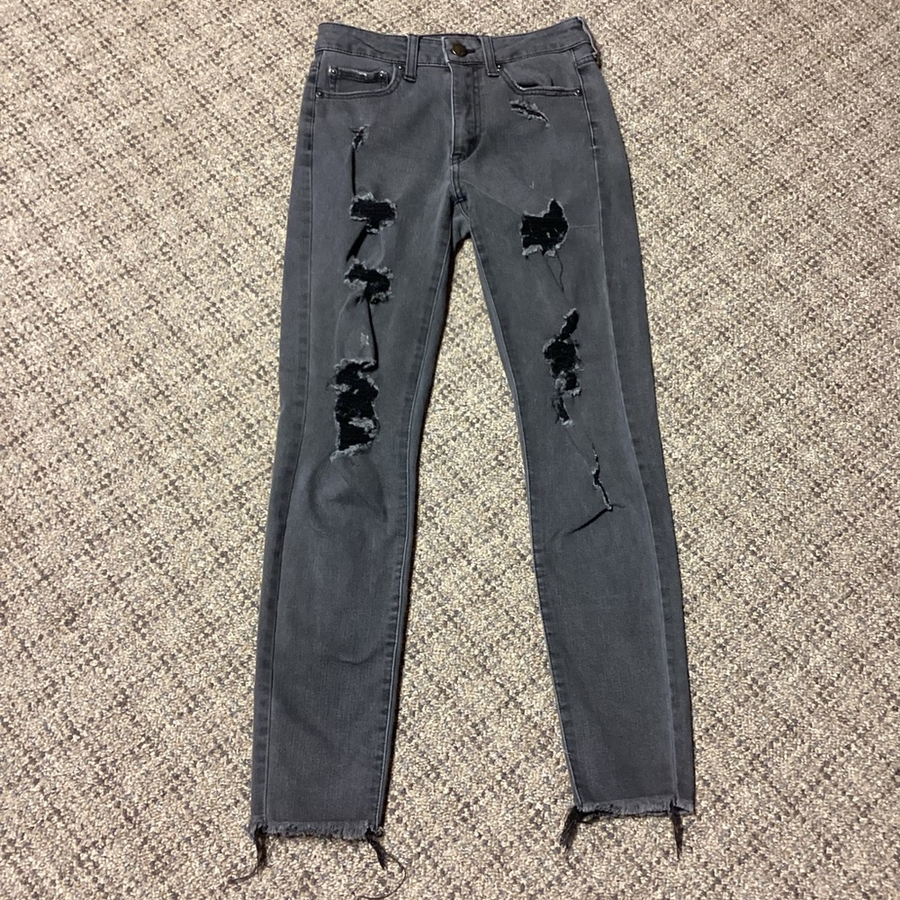 AERO High Rise Black Washed Distressed Stretch Jeans * Size 2